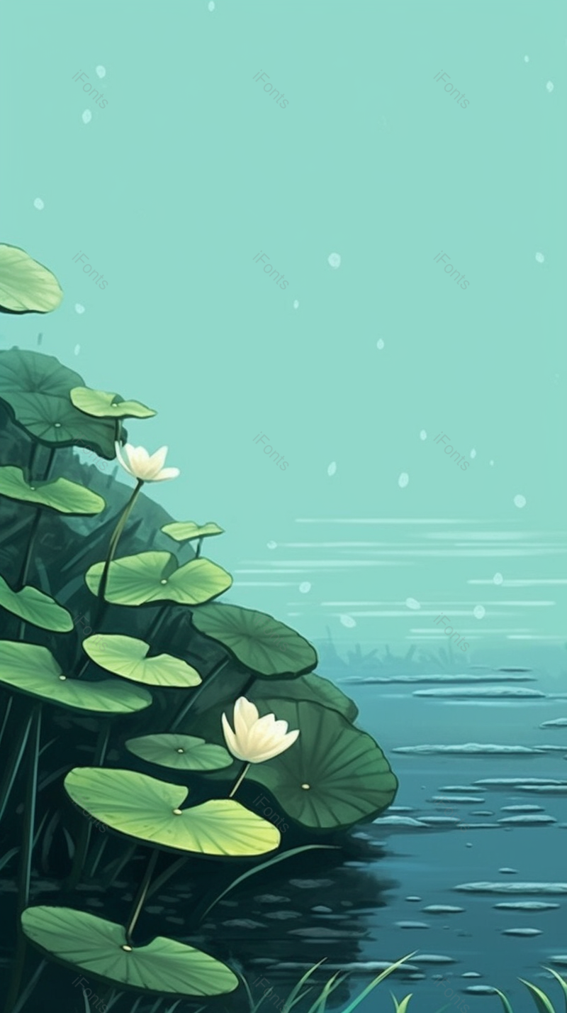 绿色清新的荷叶红色的荷花背景,插画/手绘图,插画/手绘图库,插画/手绘图下载,插画/手绘